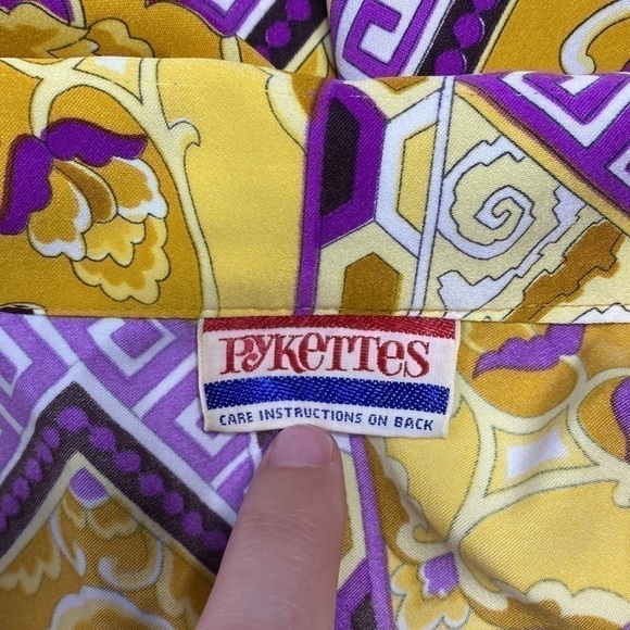 Vintage Pykettes Long Sleeve Yellow Purple Secretary Grannycore Blouse - Picture 3 of 5